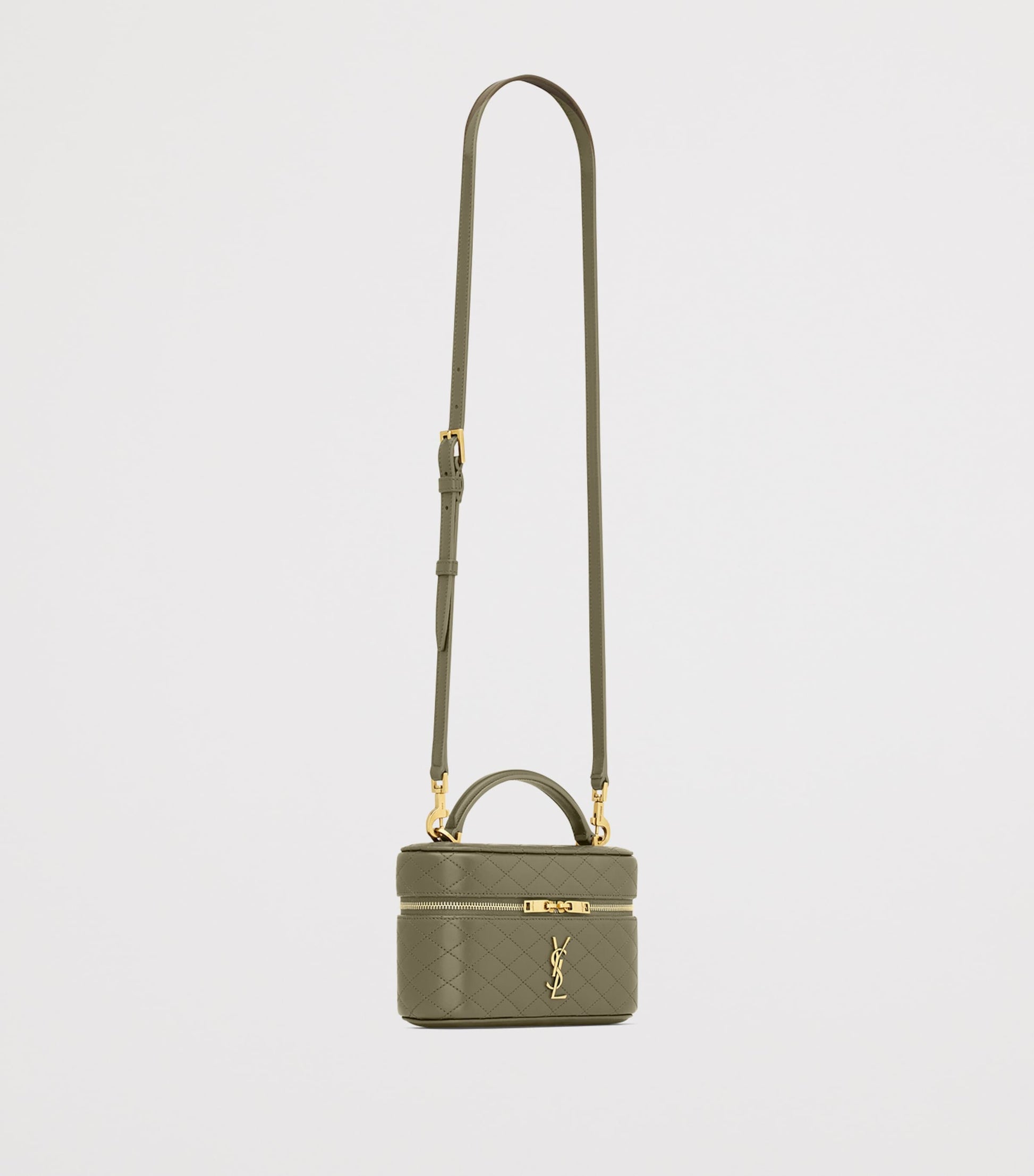 Saint Laurent Green Mini Leather Gaby Vanity Bag