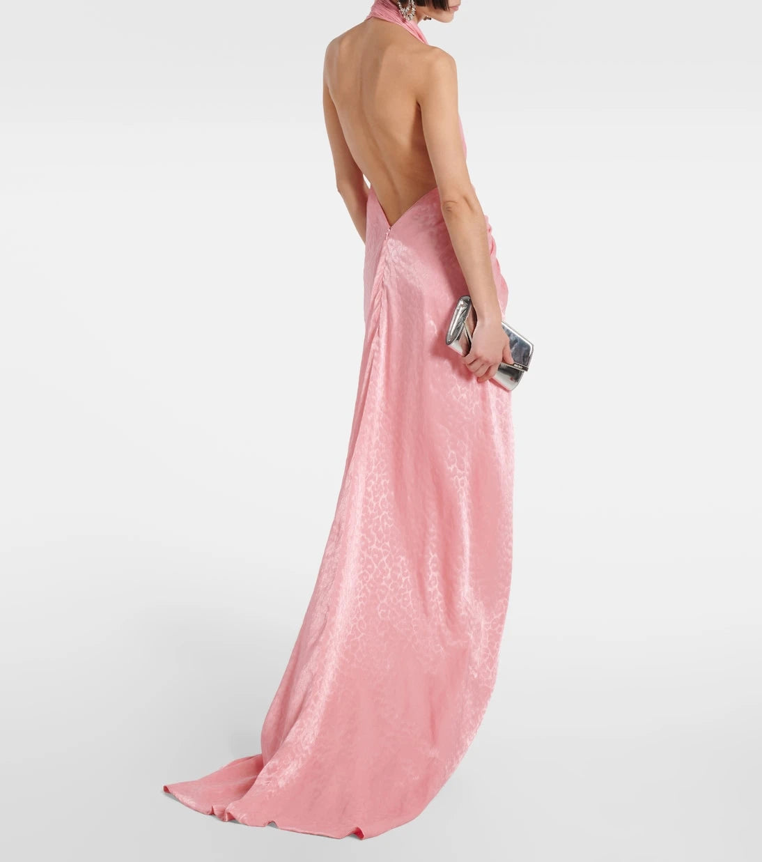 Costarellos - Joa draped metallic georgette gown