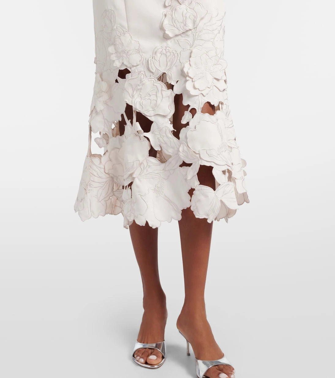 Leo Lin - Floral-appliqué midi dress