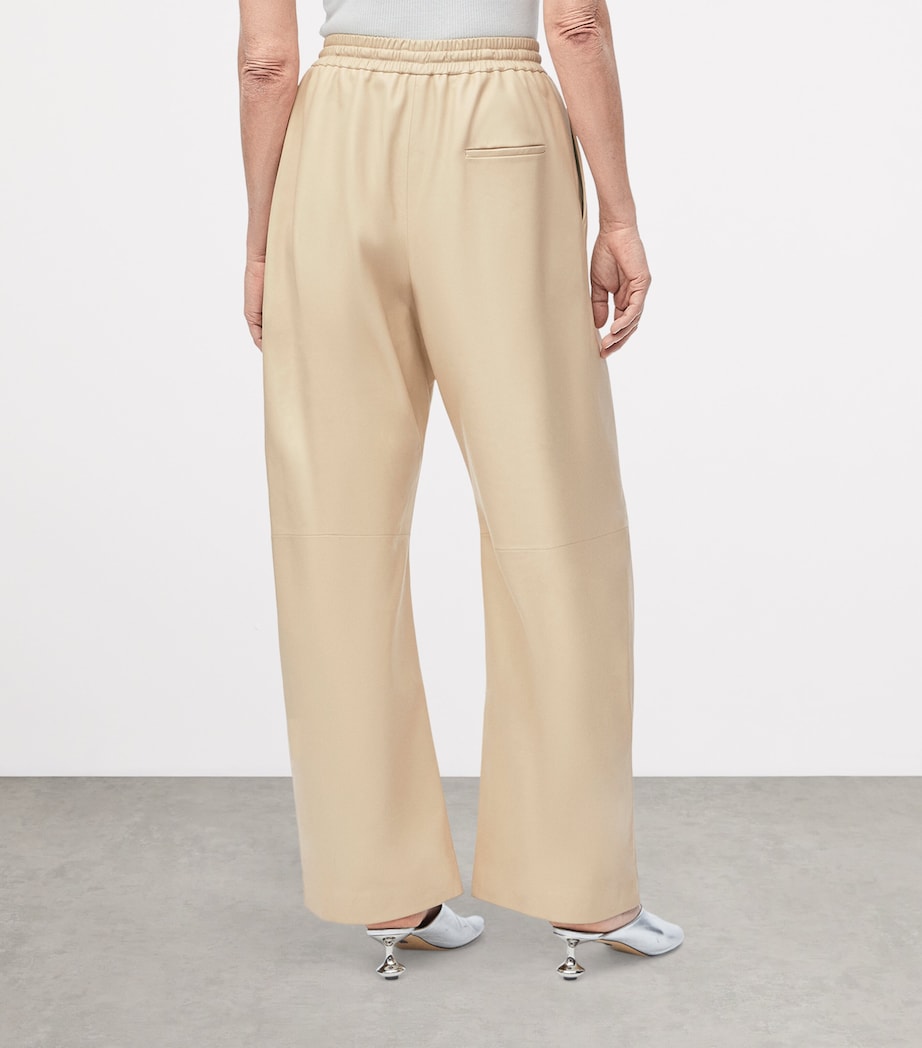 LOEWE Beige EXCLUSIVE Lambskin Wide-Leg Silver Capsule Barrel Trousers