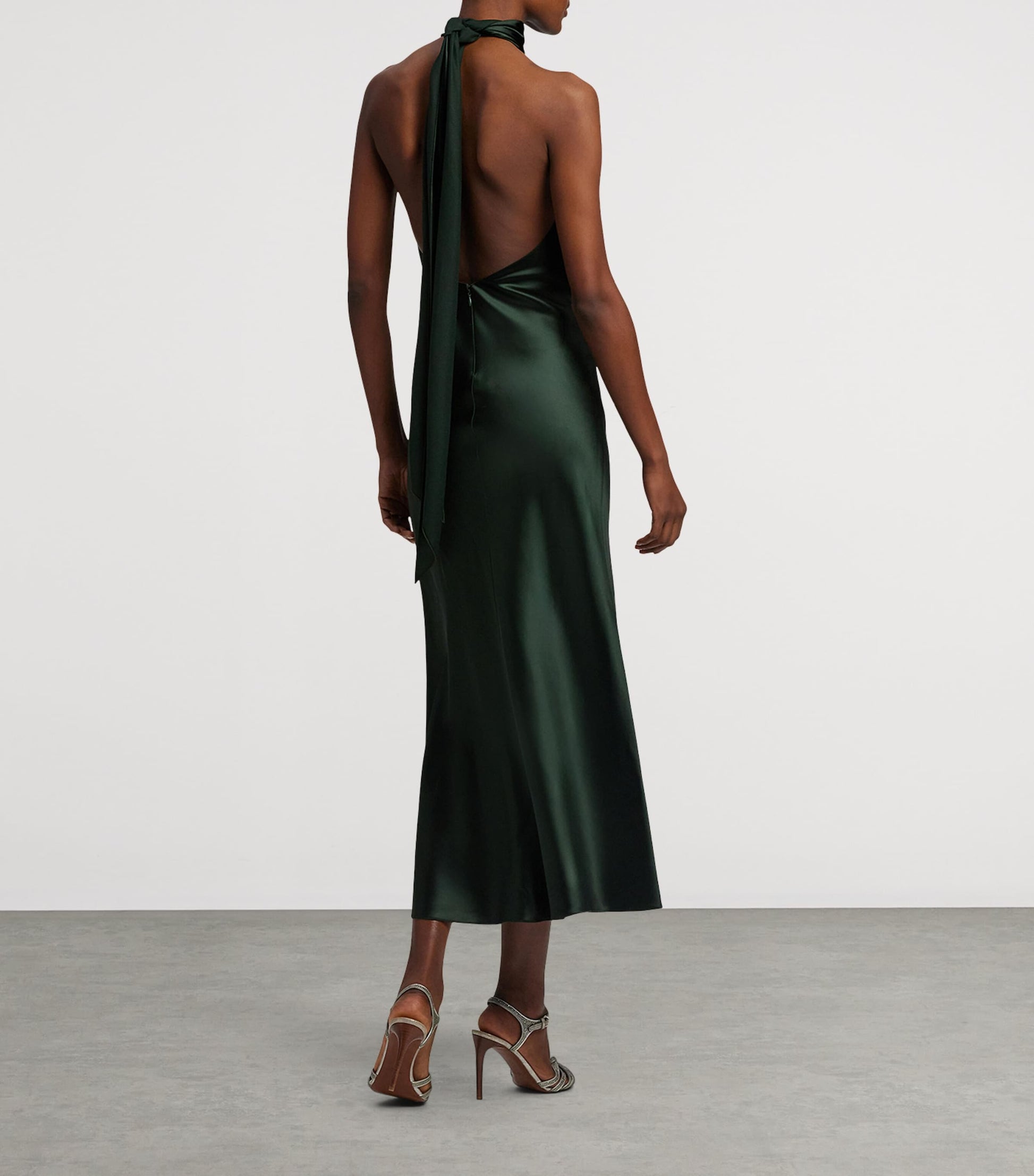 Green Satin Halterneck Dress
