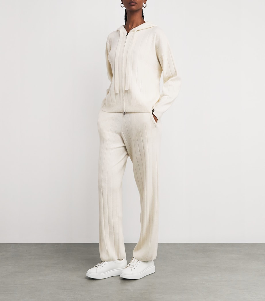 White Cashmere Zip-Up Hoodie