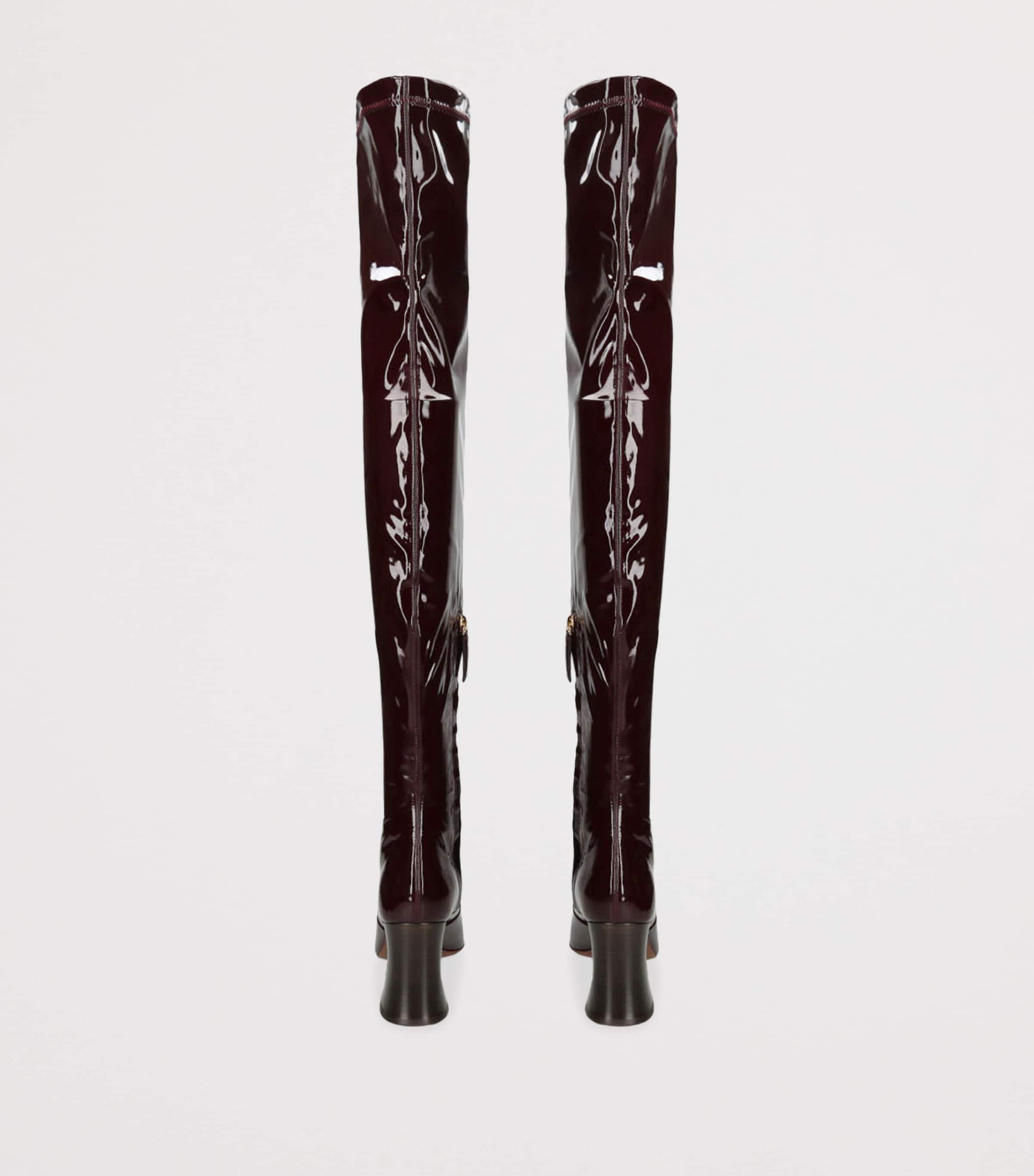 Red Leather Janis Over-The-Knee Boots 85