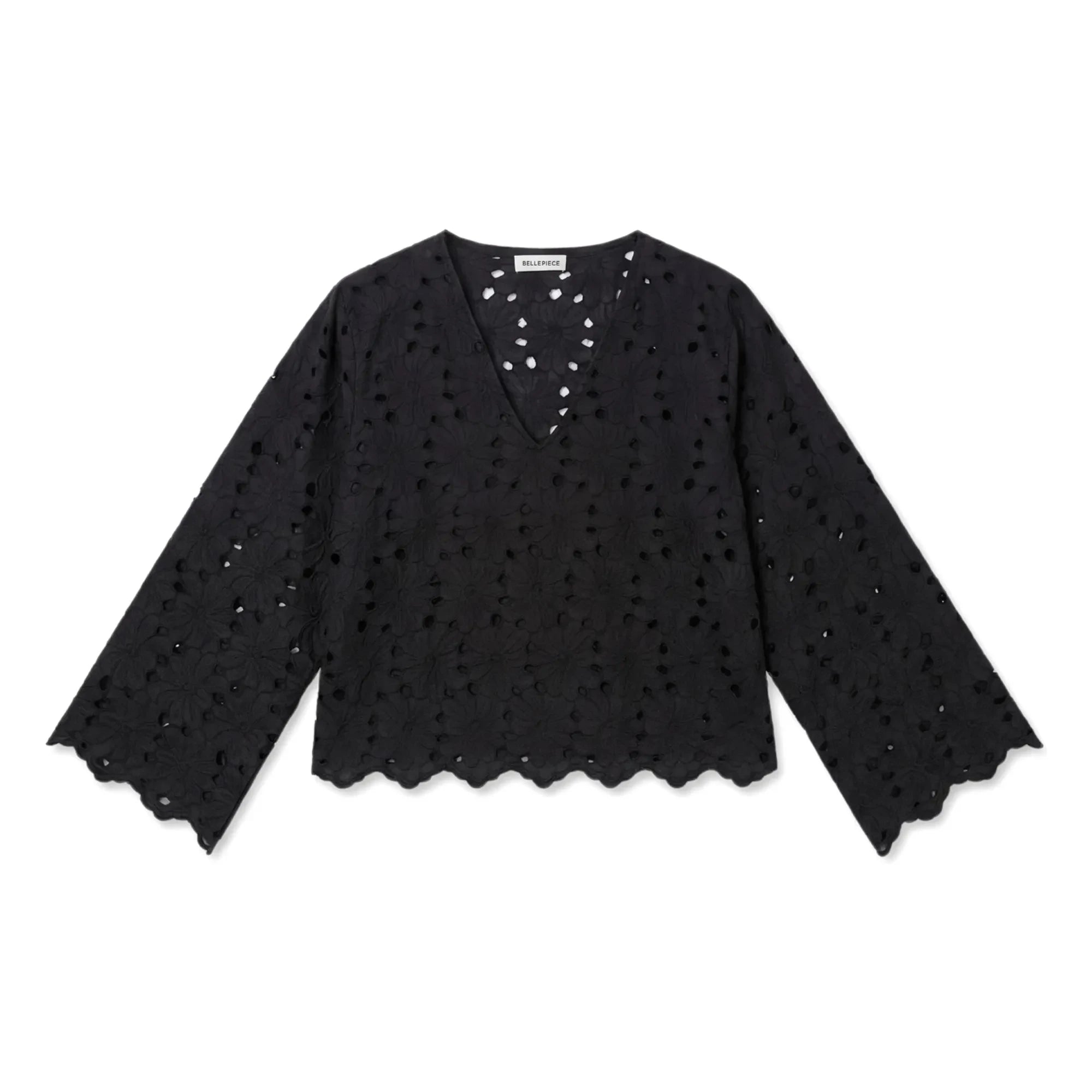 BELLEPIECE - Gabriella Cotton embroidered blouse | Black