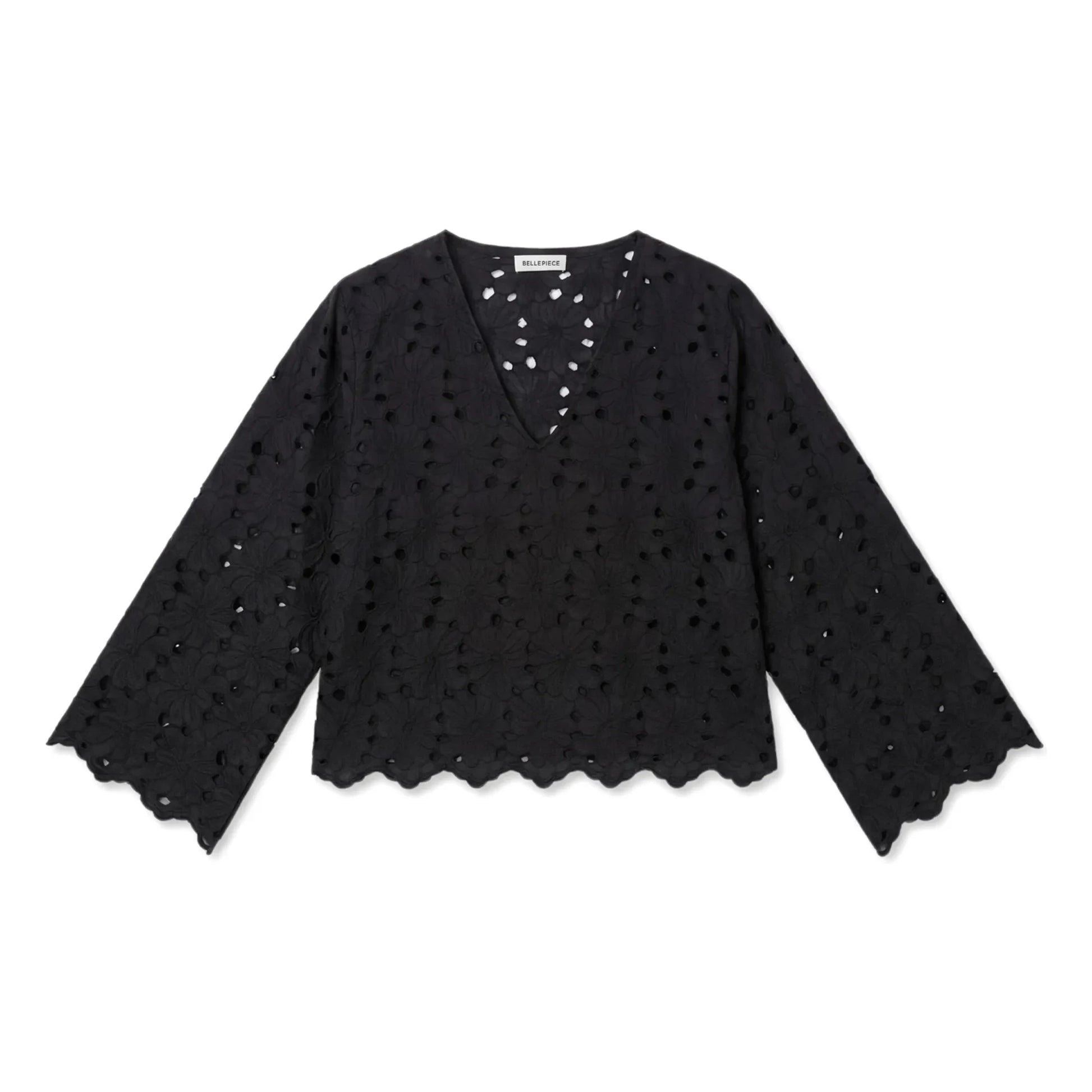 BELLEPIECE - Gabriella Cotton embroidered blouse | Black