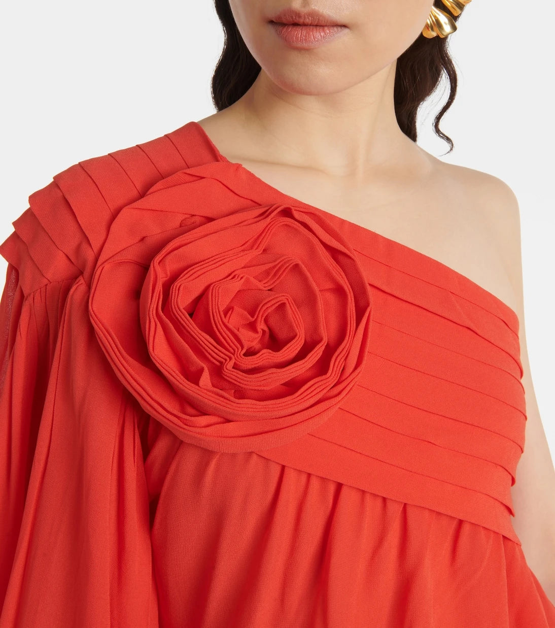 Farm Rio - Floral-appliqué one-shoulder top