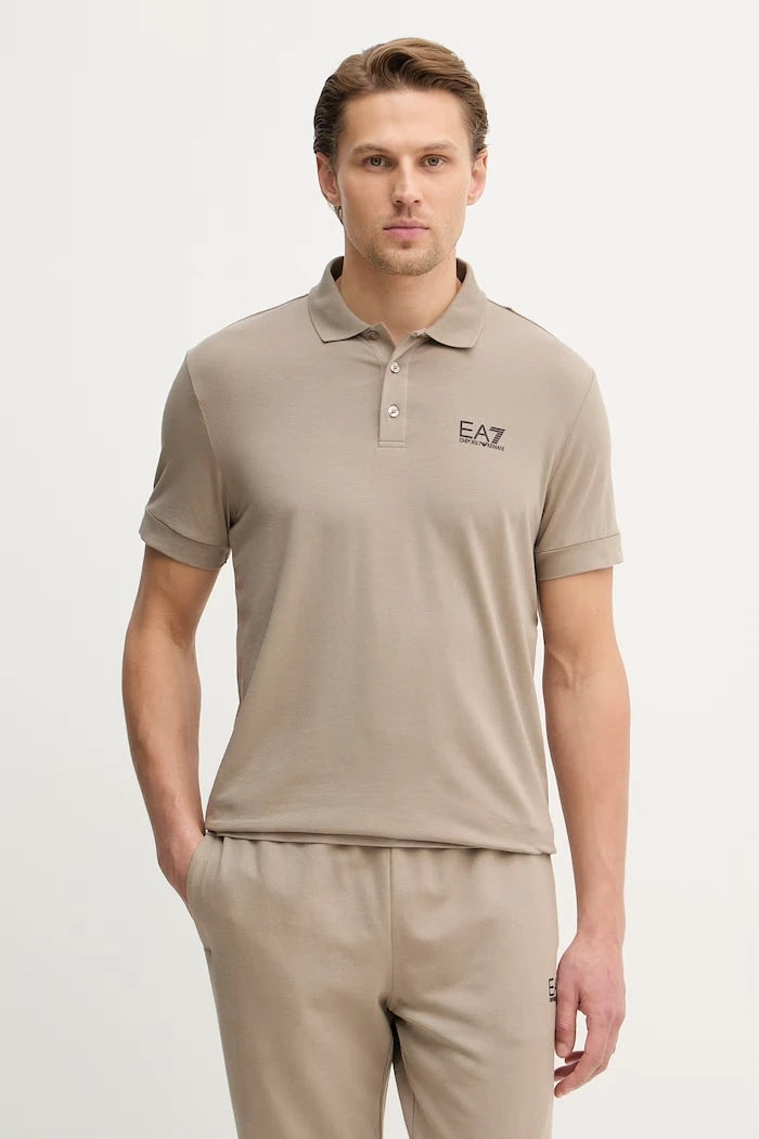 EA7 Emporio Armani erkek pamuklu elastan yakalı tişört