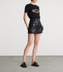 Black Lambskin Belted Mini Skirt