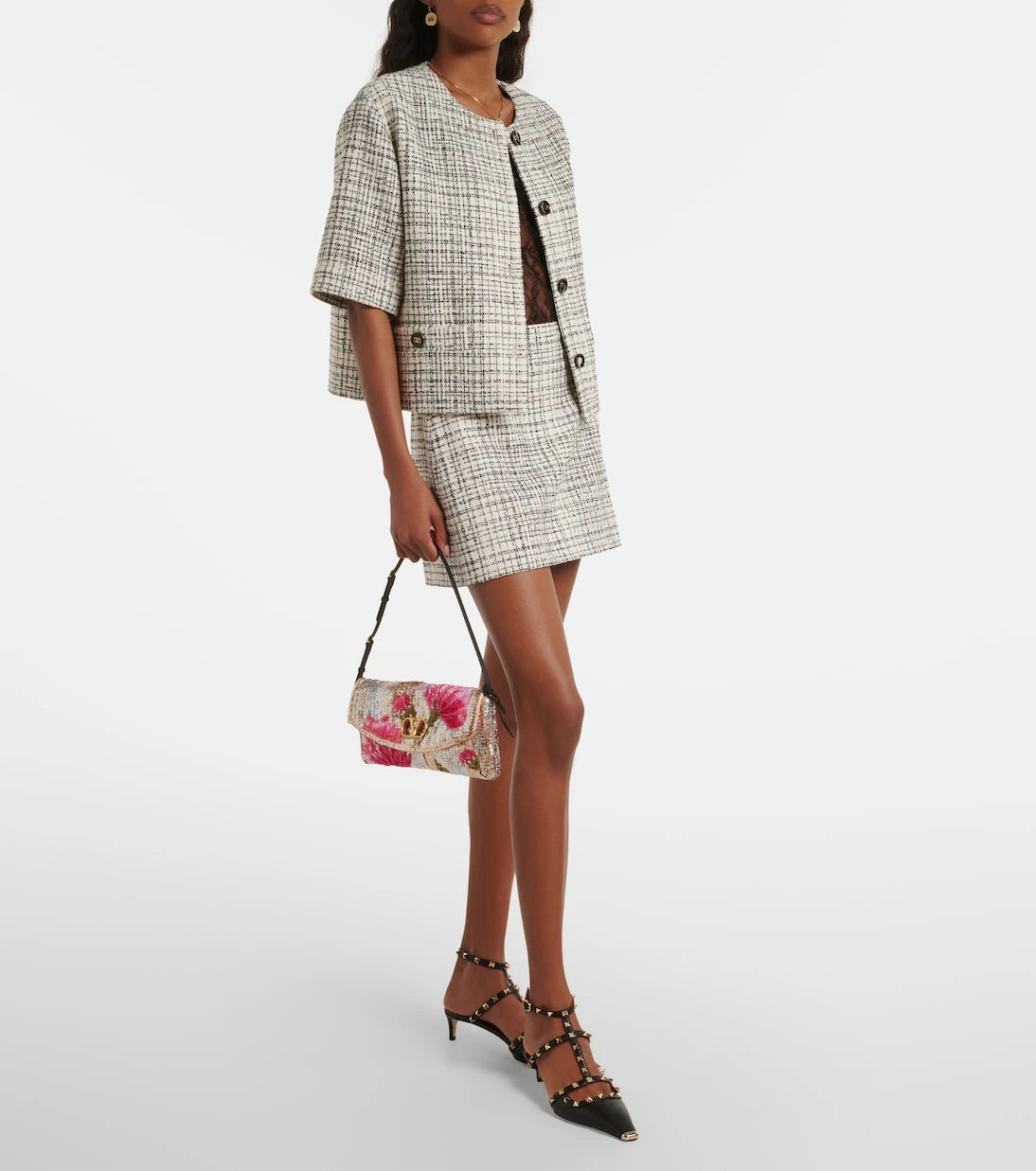 Valentino Garavani - DeVain Small floral sequined shoulder bag