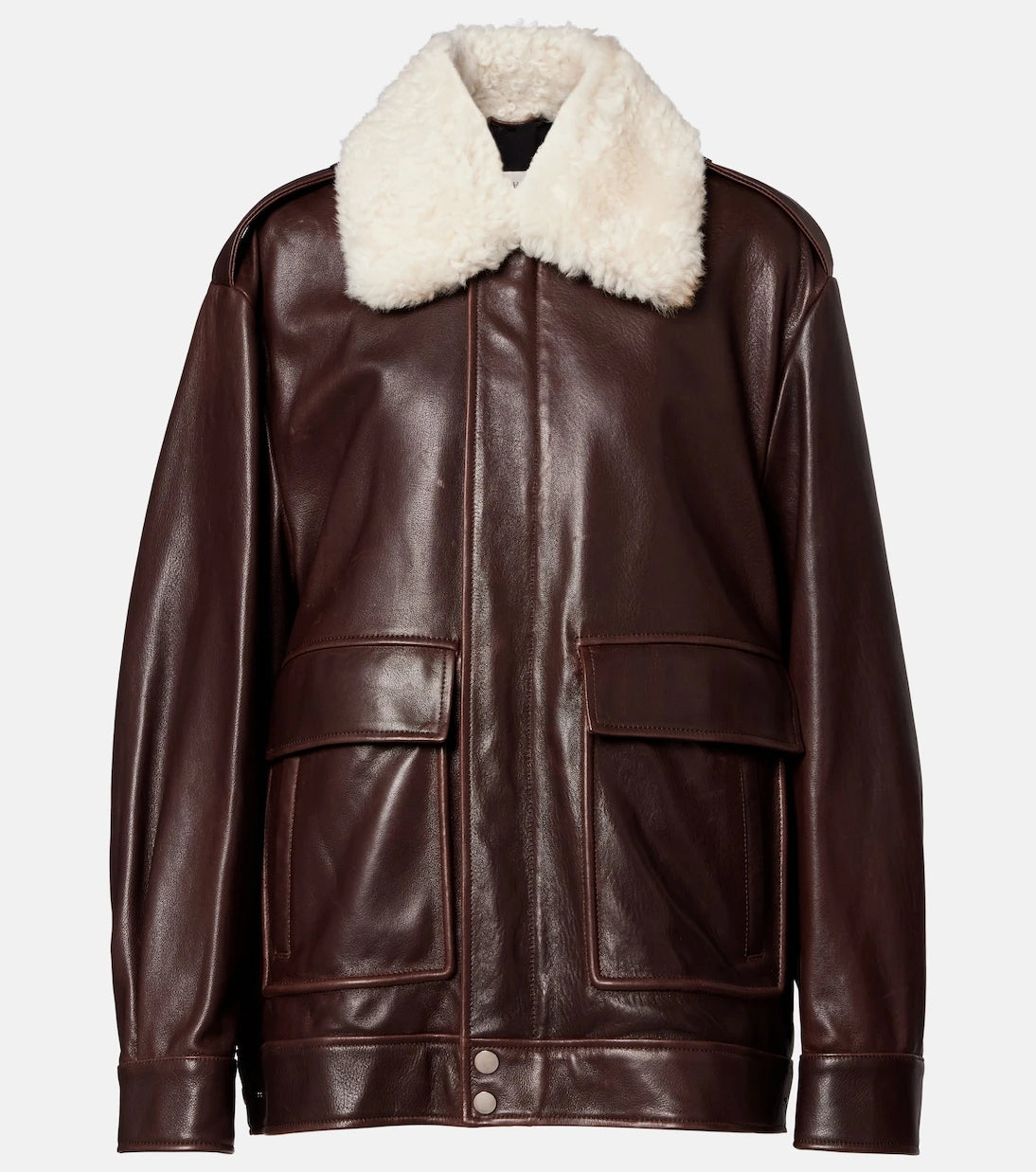 Nour Hammour - Drey shearling-trimmed leather jacket