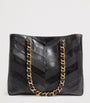 Valentino Garavani Black Leather Laseine Tote Bag