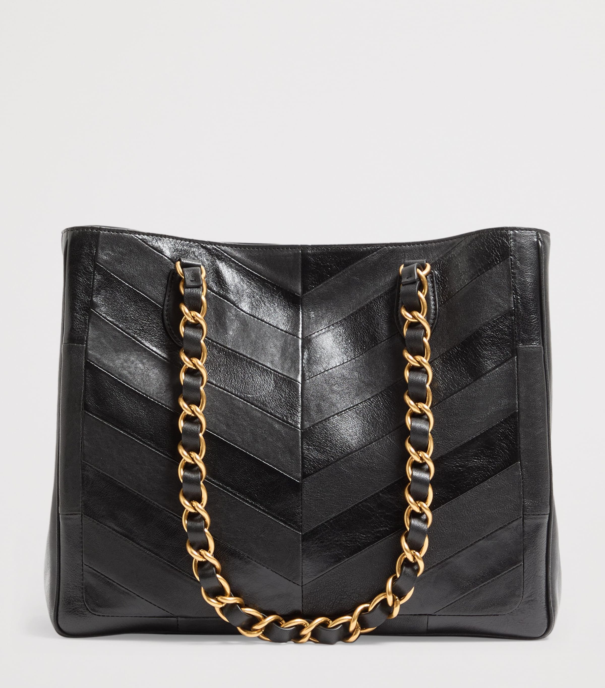 Valentino Garavani Black Leather Laseine Tote Bag
