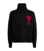 AMI Paris Black Virgin Wool Ami de Coeur Rollneck Sweater
