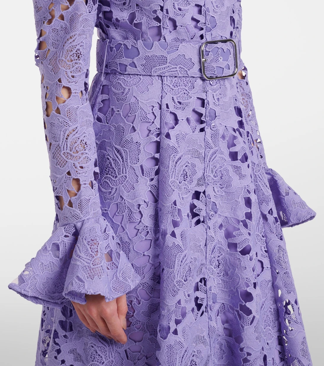 Leo Lin - Aliyah floral ruffled lace midi dress