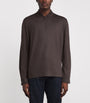 Canali Wool Zip-Up Long-Sleeve Polo Shirt