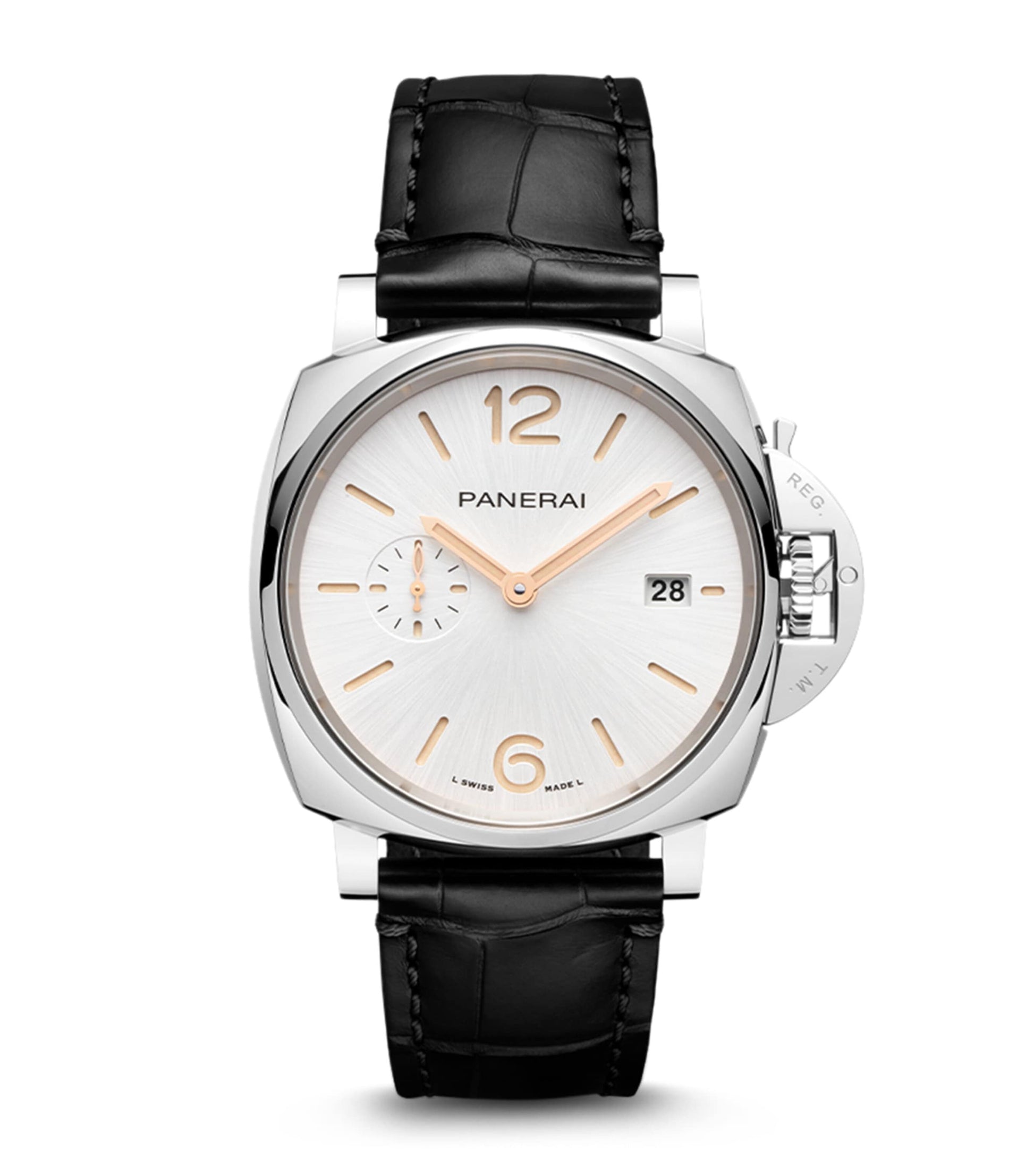 Panerai Stainless Steel and Alligator Luminor Due Watch 42mm