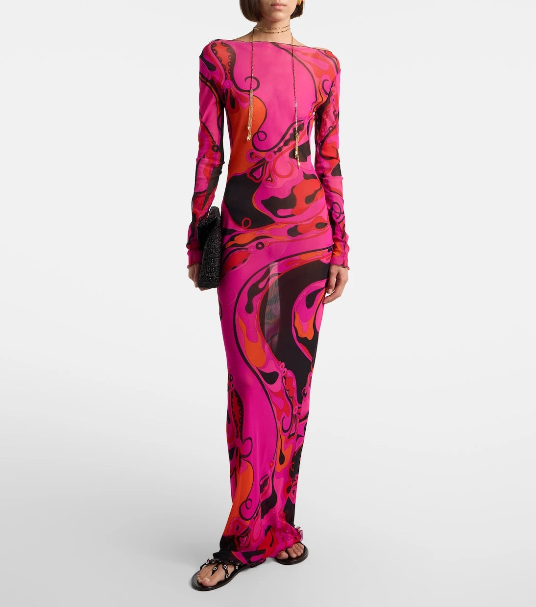 Pucci - Orchidee tulle maxi dress