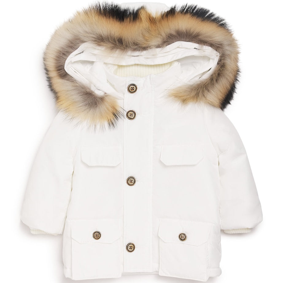 Fox Fur-Trim Padded Coat (1-24 Months)