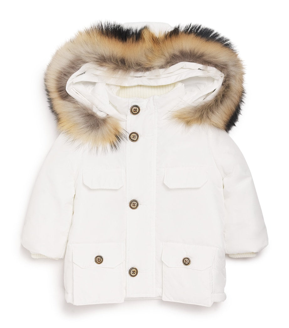 Fox Fur-Trim Padded Coat (1-24 Months)
