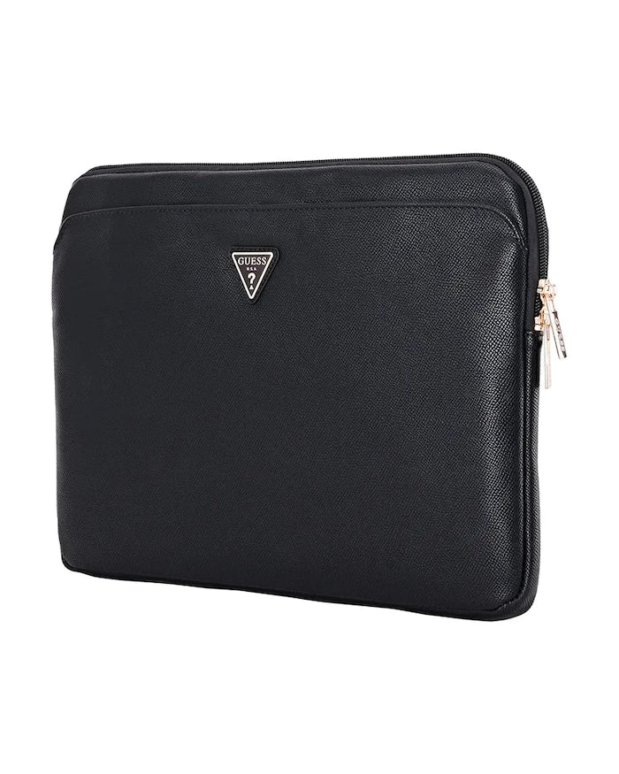 Guess 14" Düz Dokulu Fermuarlı Cepli Üçgen Logolu Laptop Kılıfı