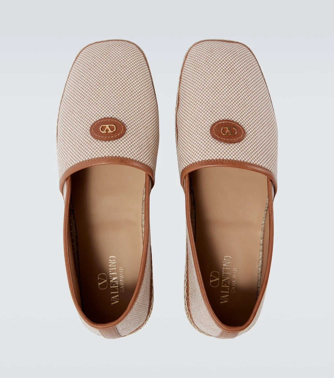 Valentino Garavani - VLogo leather-trimmed canvas espadrilles