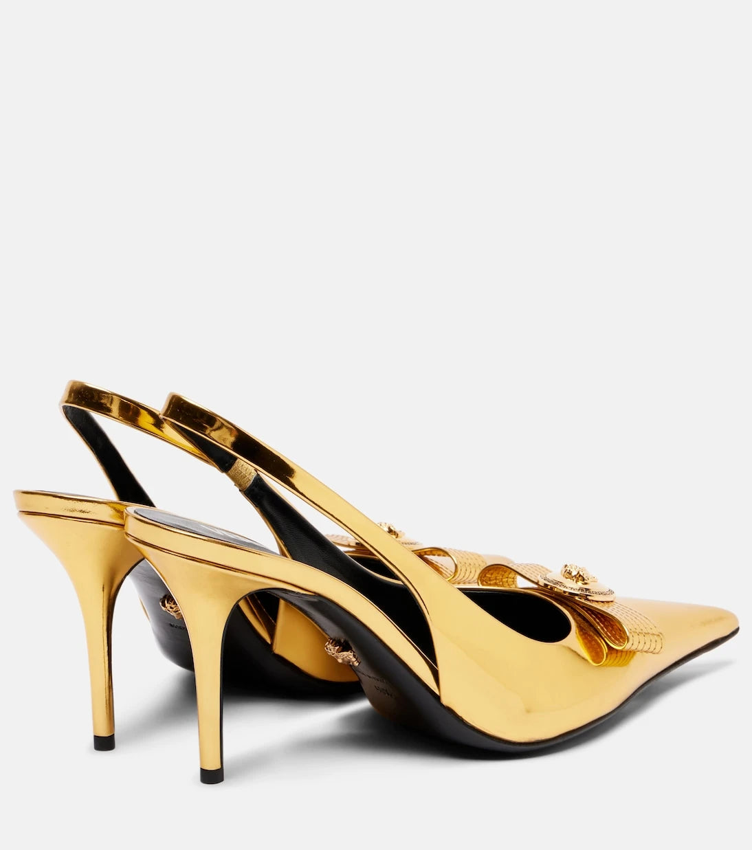 Versace - Gianni Ribbon 85 leather slingback pumps