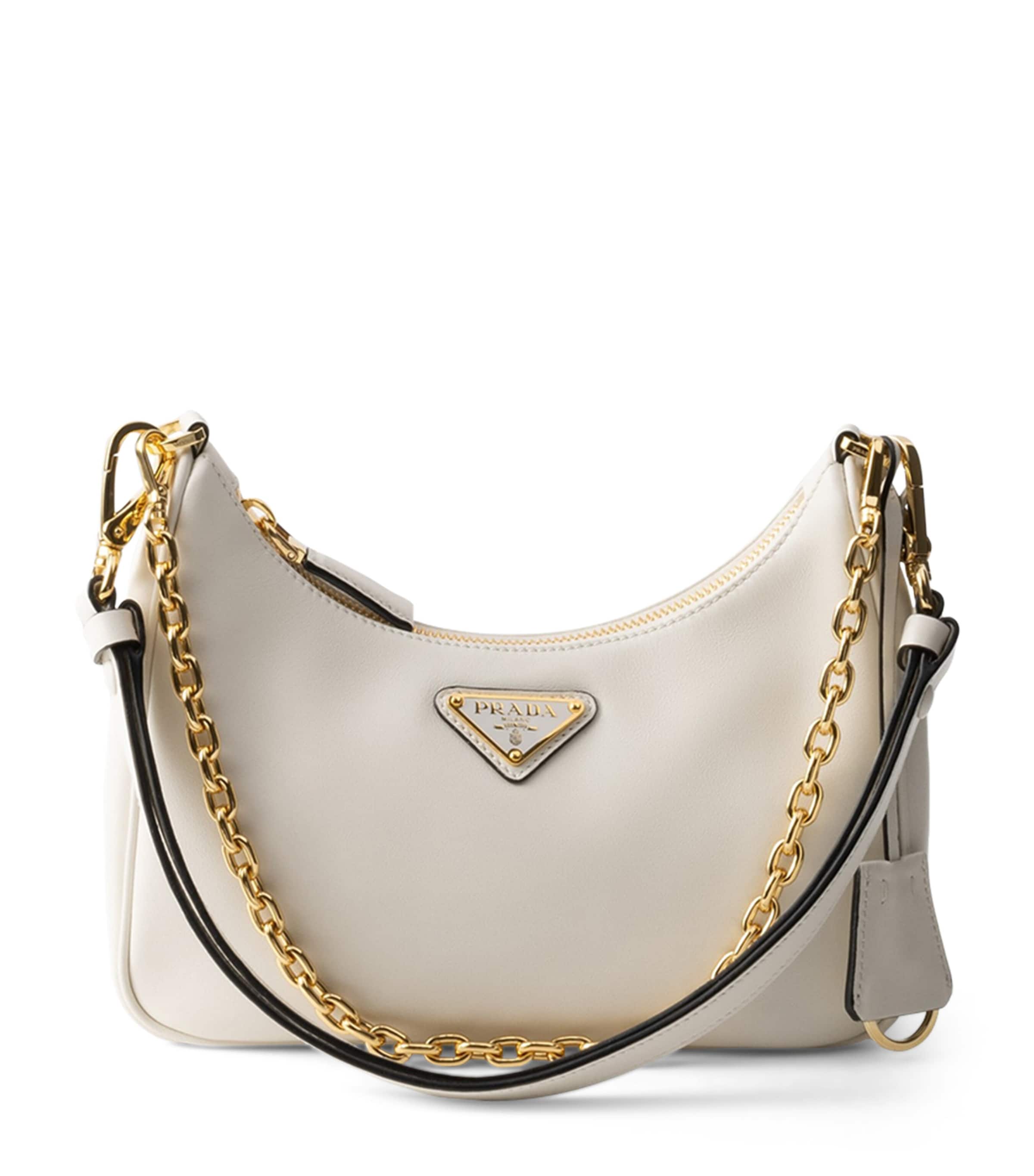 Prada White Mini Leather Re-Edition Shoulder Bag