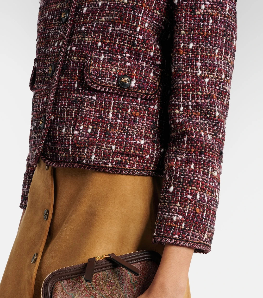 Etro - جاكيت بوكليه قصير من مزيج القطن