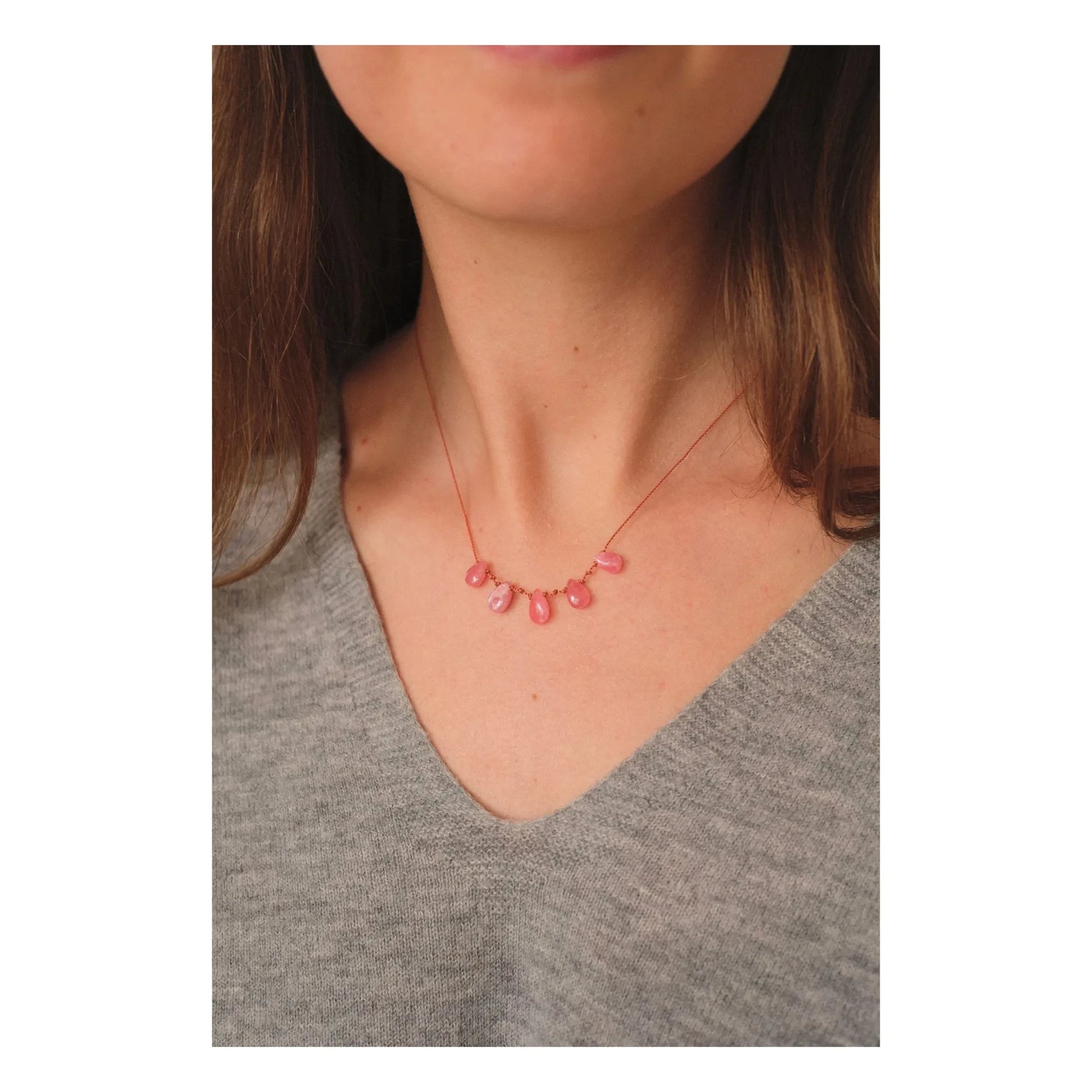 Ivarene - Necklace 5 Drops | Rhodochrosite