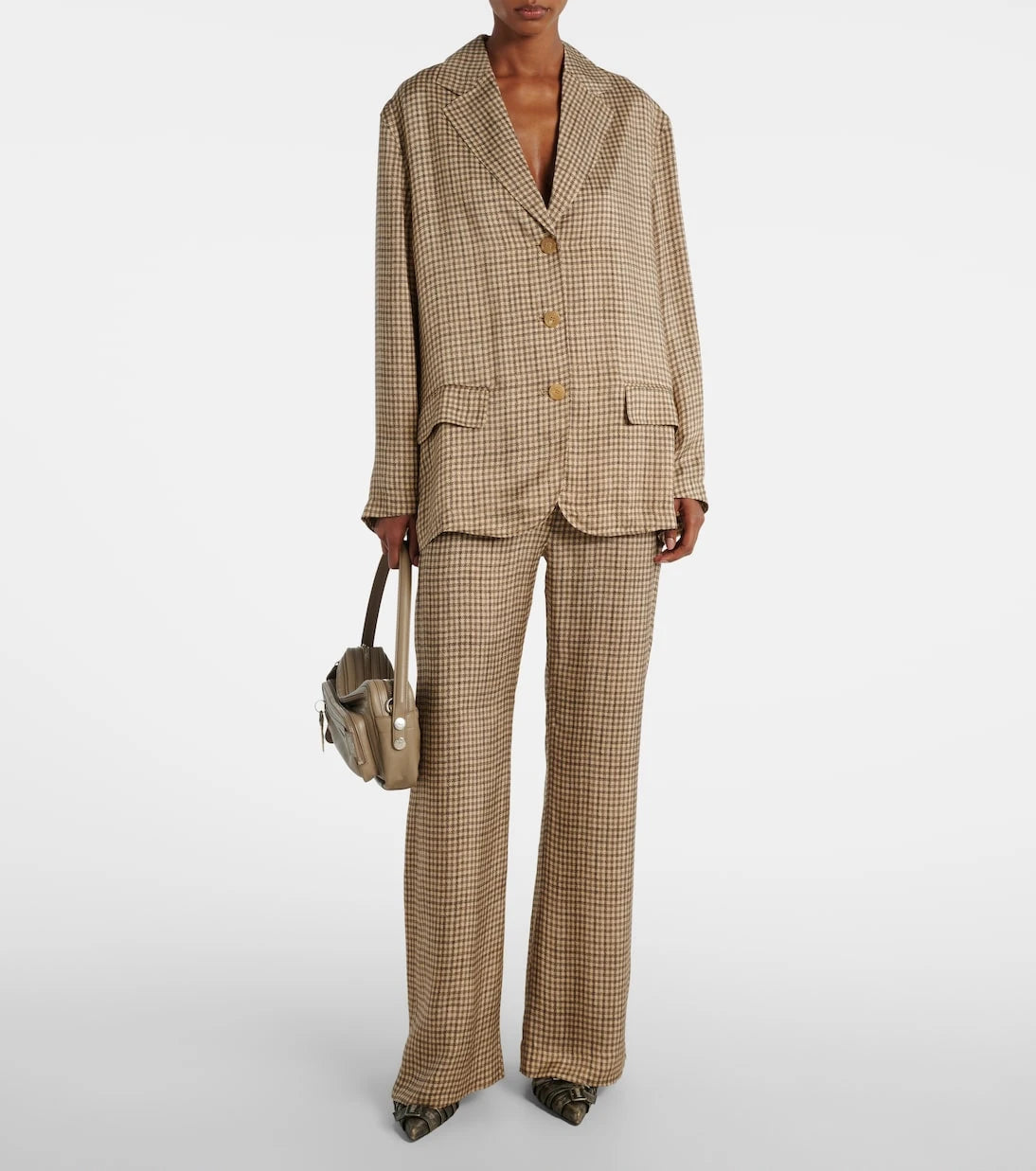 Acne Studios - Poltana checked mid-rise wide-leg pants