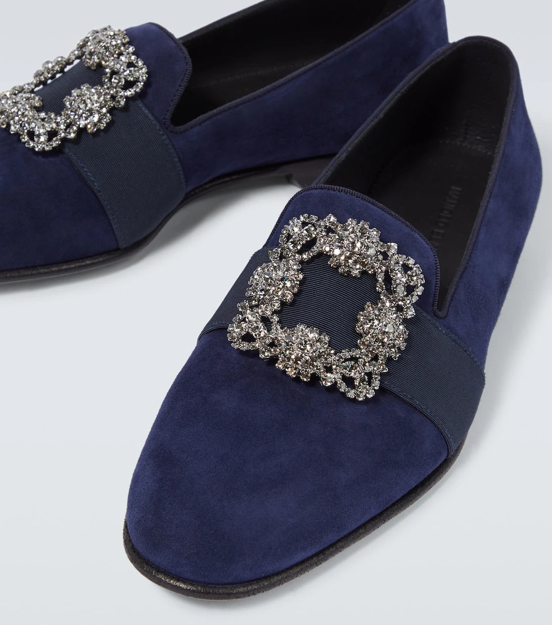 Manolo Blahnik - Carlton embellished suede loafers