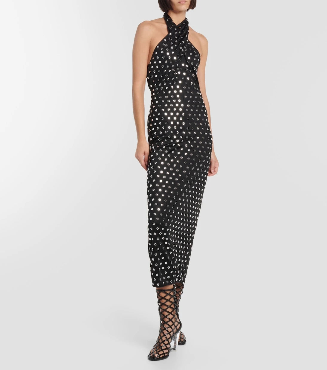Alaïa - Embellished halterneck midi dress