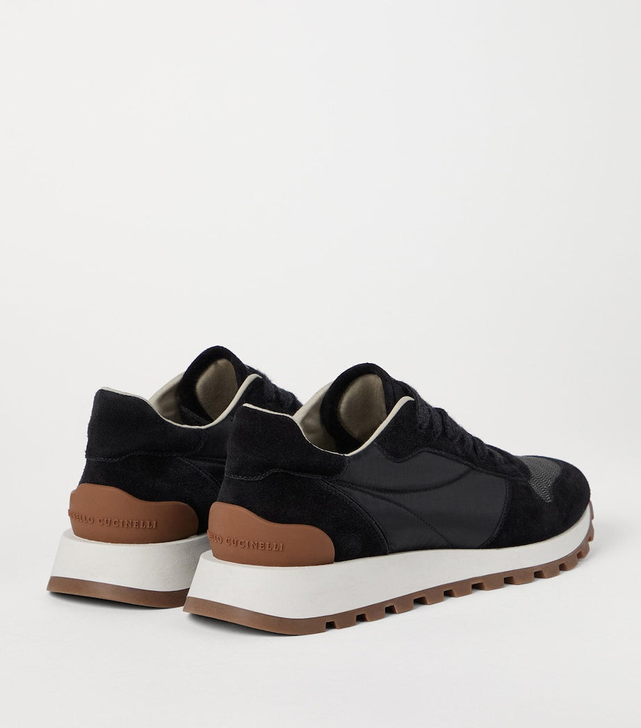 Brunello Cucinelli Black Suede Technical Running Sneakers