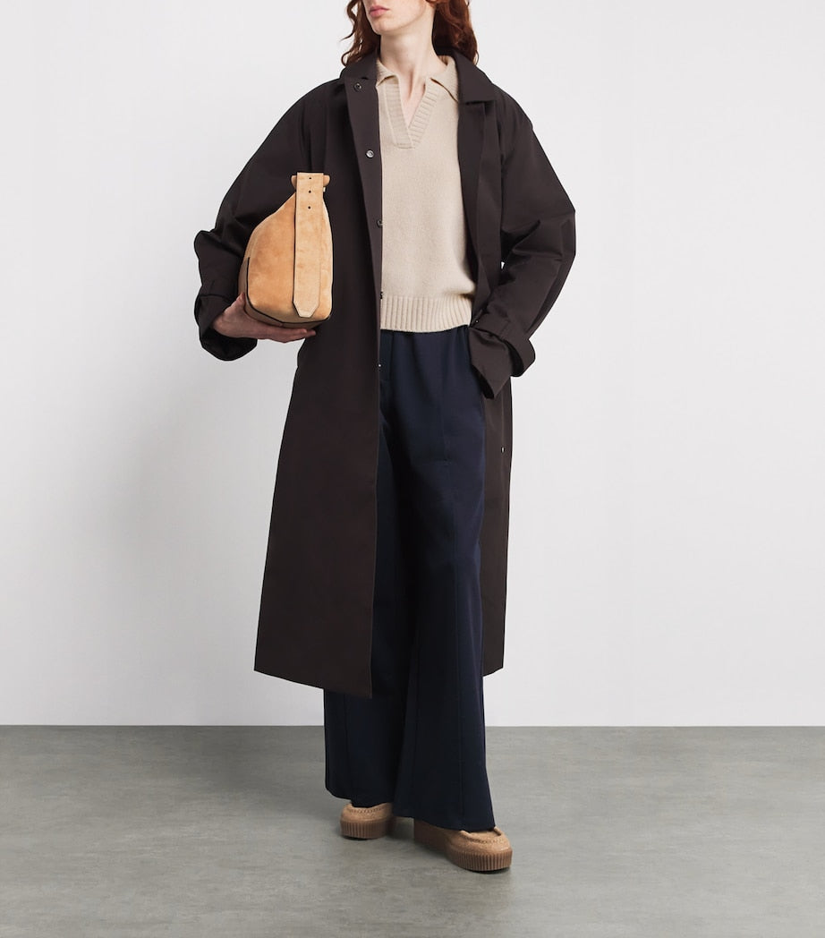 Weekend Max Mara Beige Virgin Wool Open-Collar Sweater