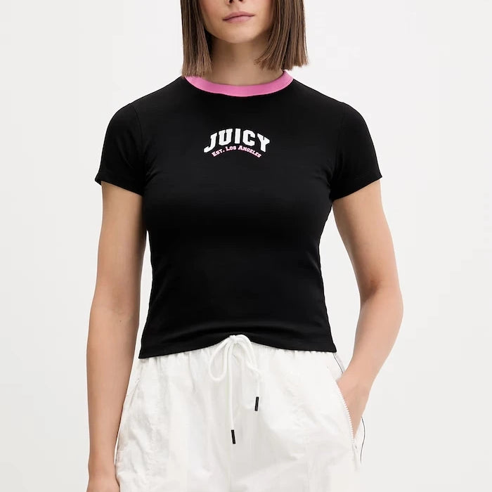 Juicy Couture тениска дамска с памук RINGER TSHIRT