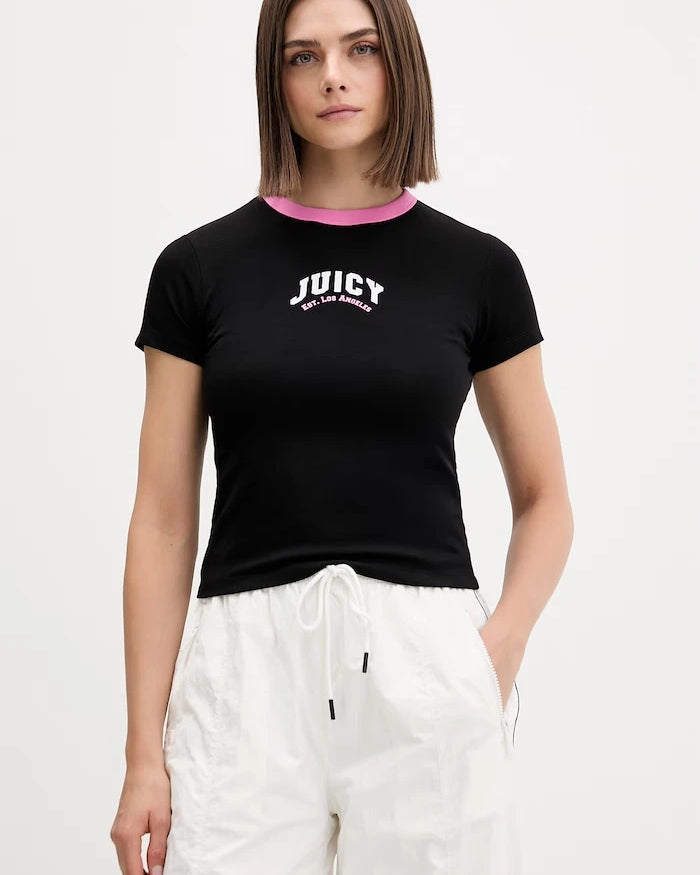 Juicy Couture тениска дамска с памук RINGER TSHIRT
