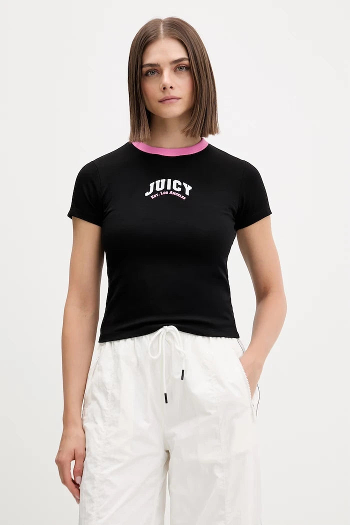 Juicy Couture тениска дамска с памук RINGER TSHIRT