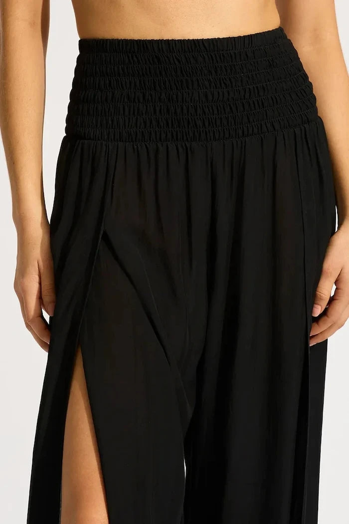 Seafolly Kadın Viskon Shirred Waist Wrap Pantolon