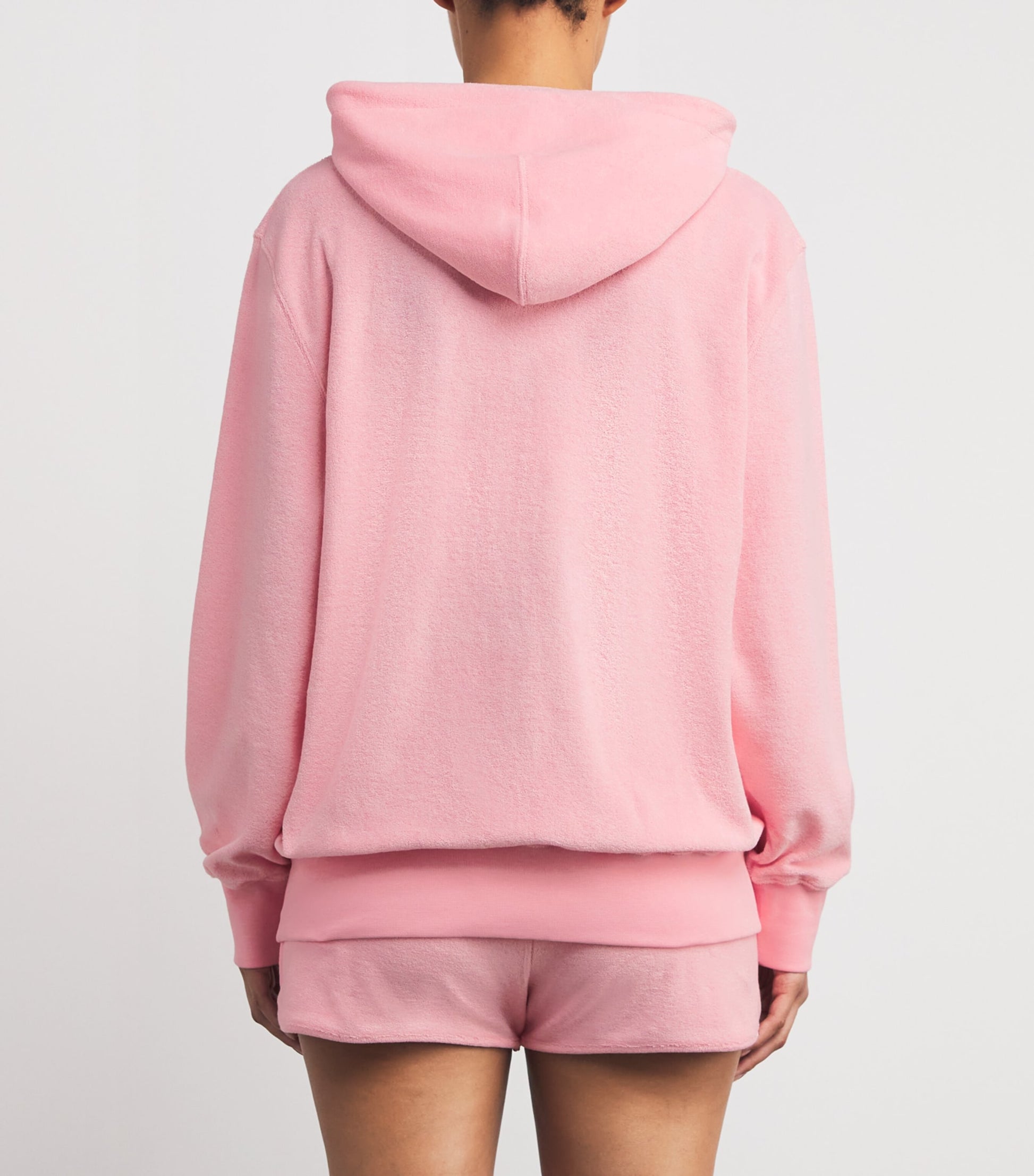 Pink Cotton Terry Towelling Hoodie