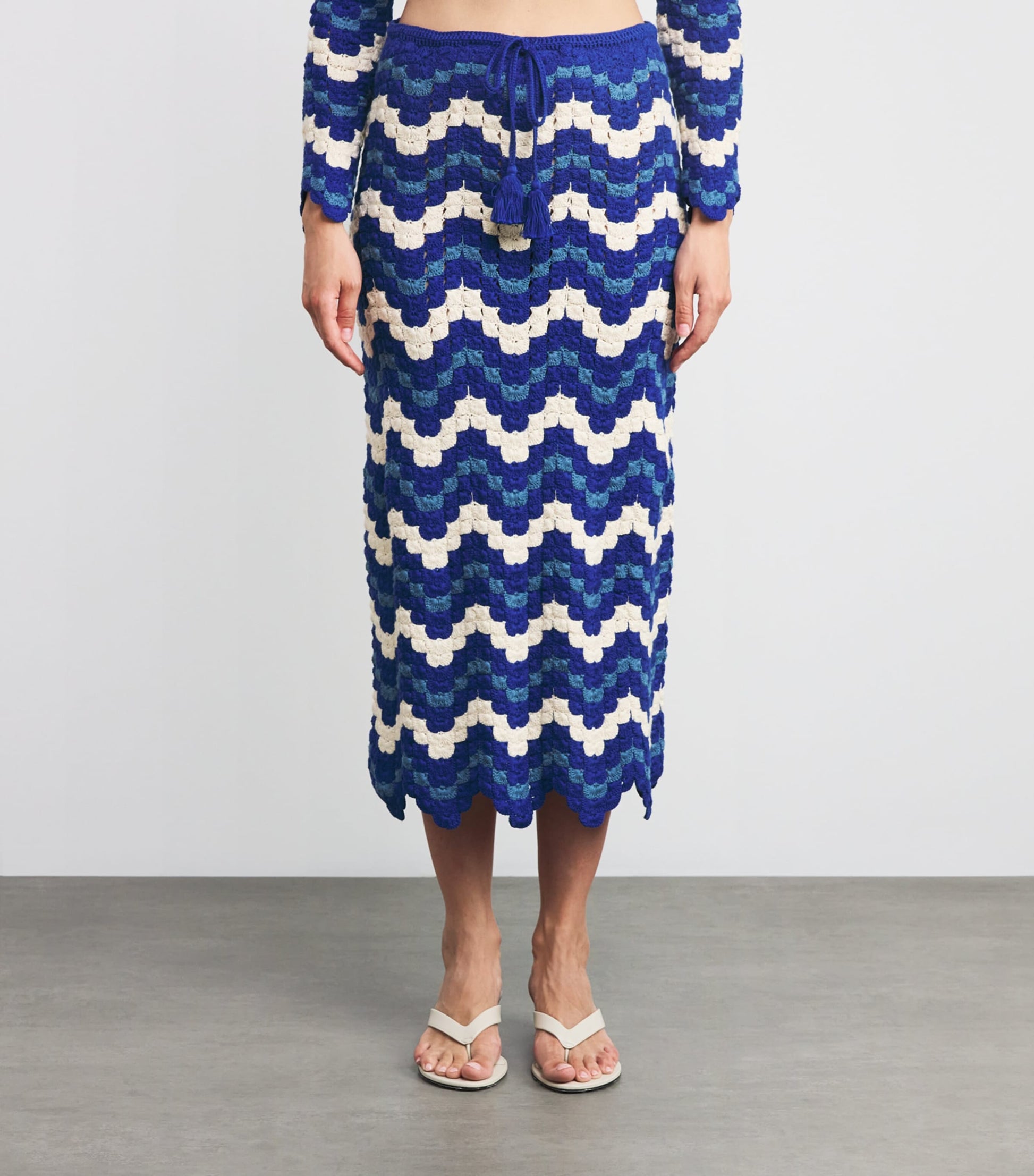Blue Crochet Safi Midi Skirt