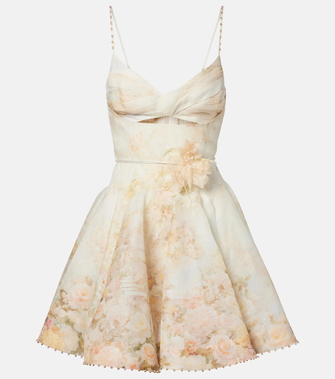 Zimmermann - Memento floral linen and silk minidress