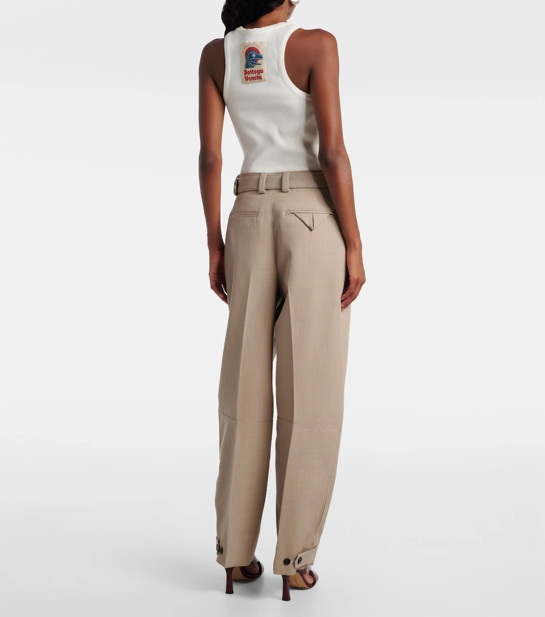 Bottega Veneta - Belted high-rise wool straight pants