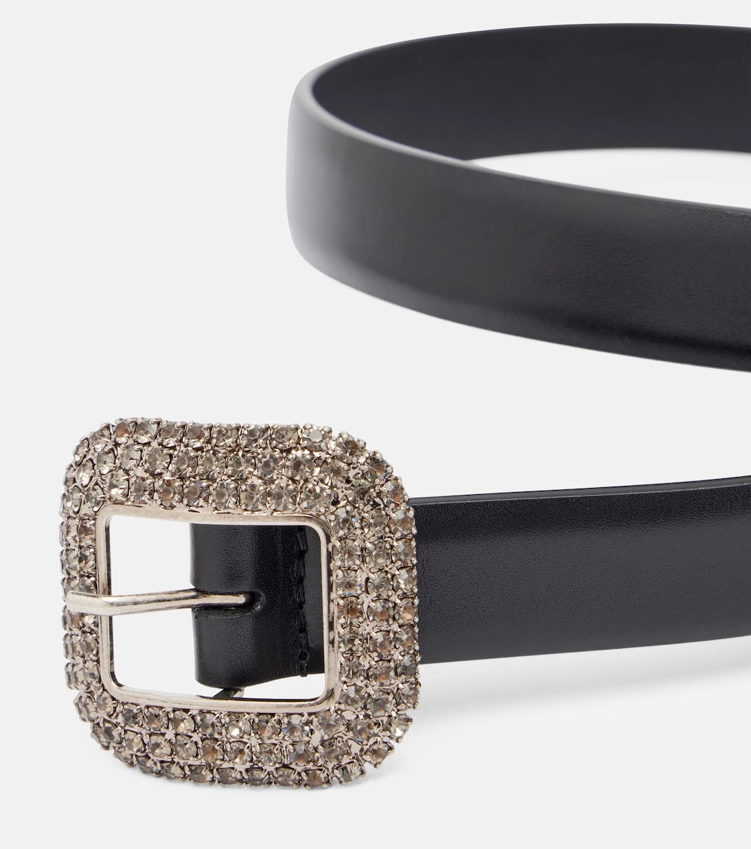 Saint Laurent - Crystal-embellished leather belt