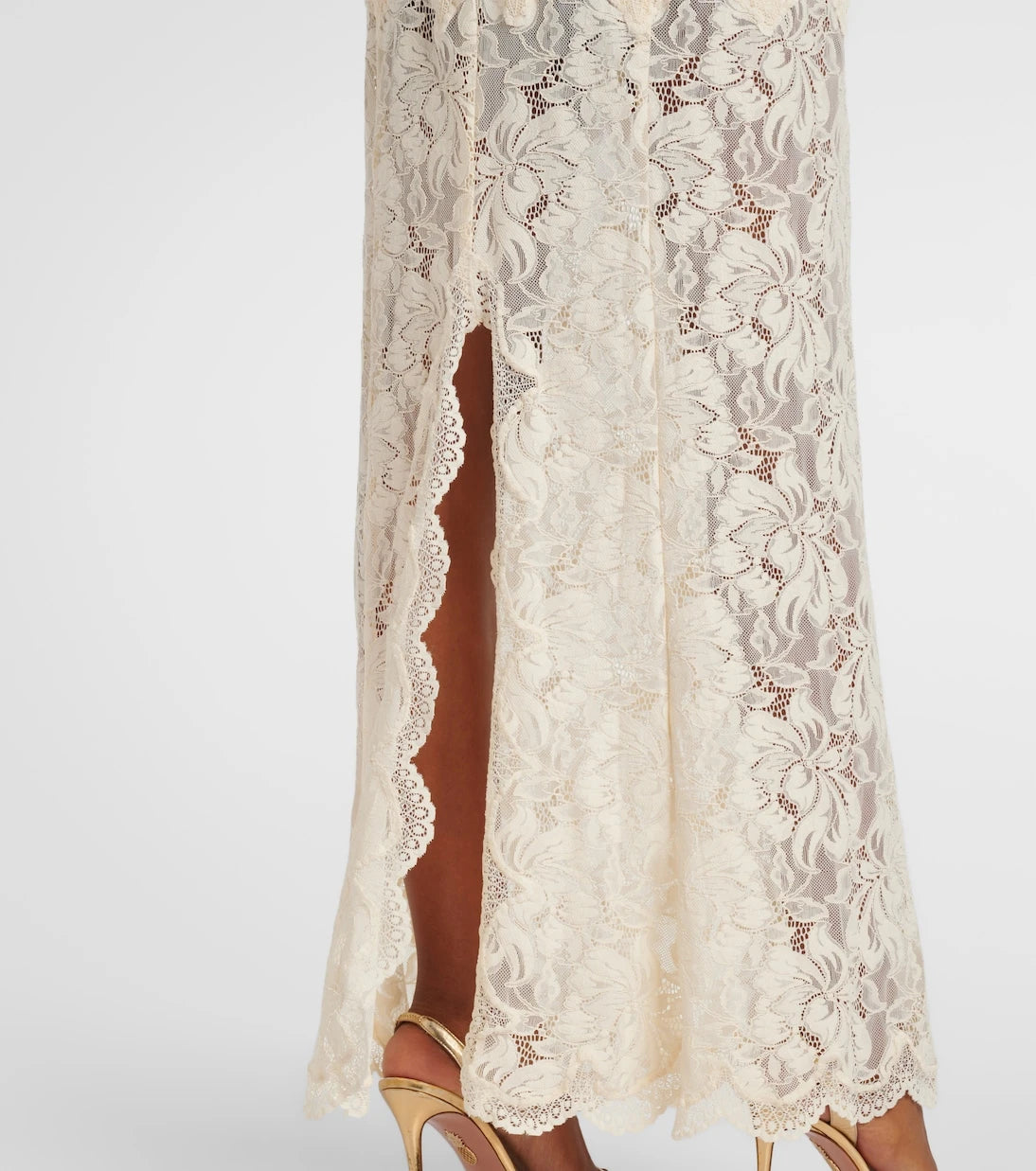 Rabanne - Lace-trimmed maxi dress