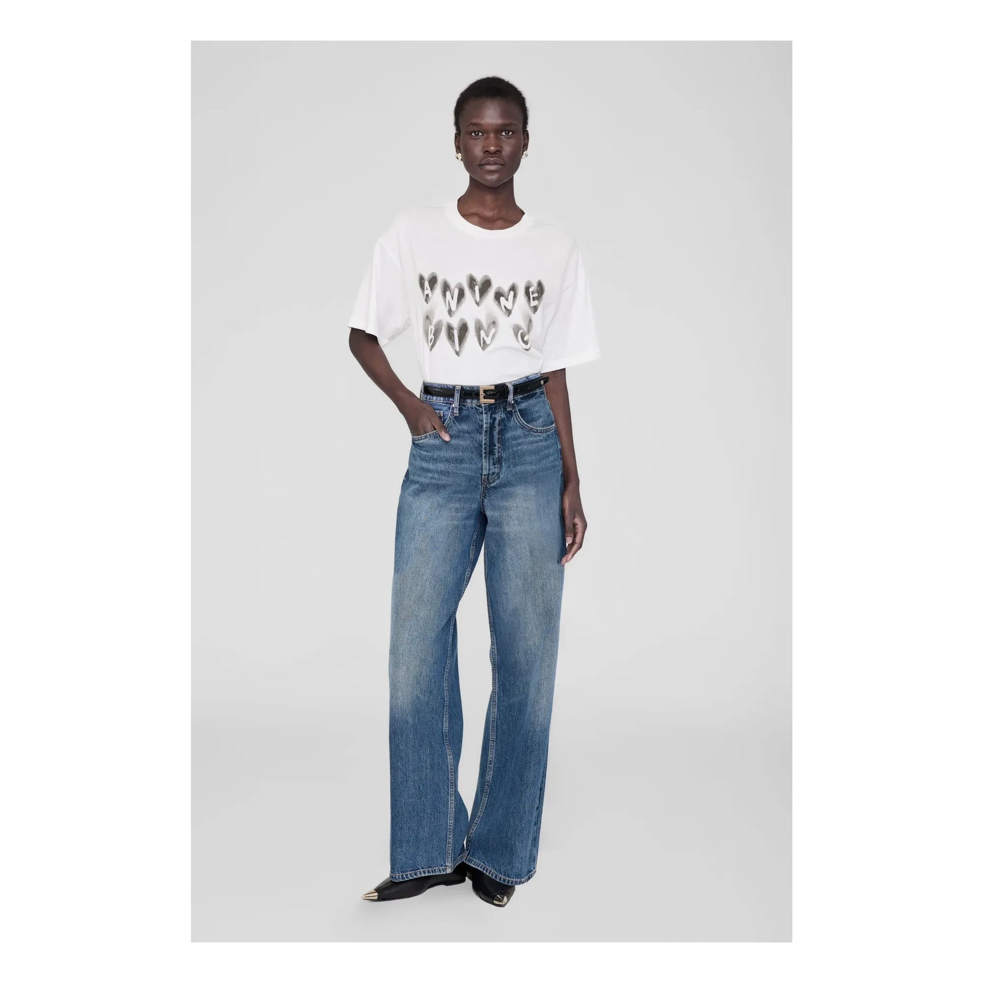 Anine Bing - Cade Hearts T-shirt | Ivory