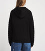 Black Wool-Cashmere Cable-Knit Pink Pony Hoodie