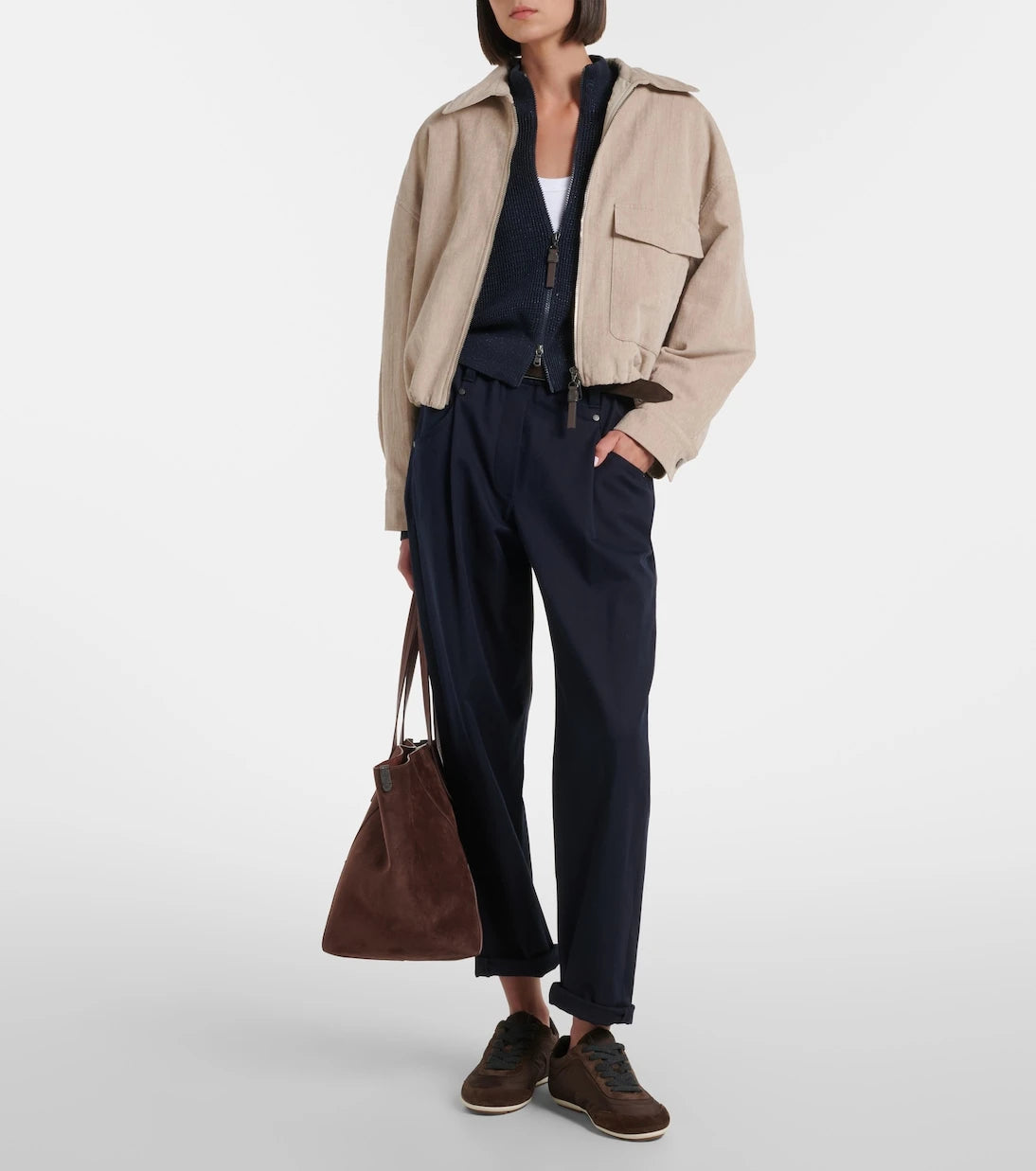 Brunello Cucinelli - Monili cotton-blend straight pants