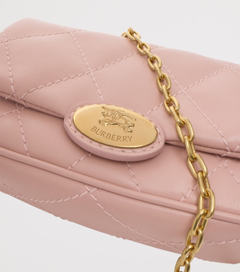 Burberry Pink Leather Quilted EKD Clutch Bag