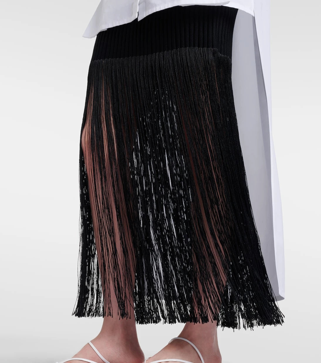 Alaïa - Fringed ribbed-knit skirt