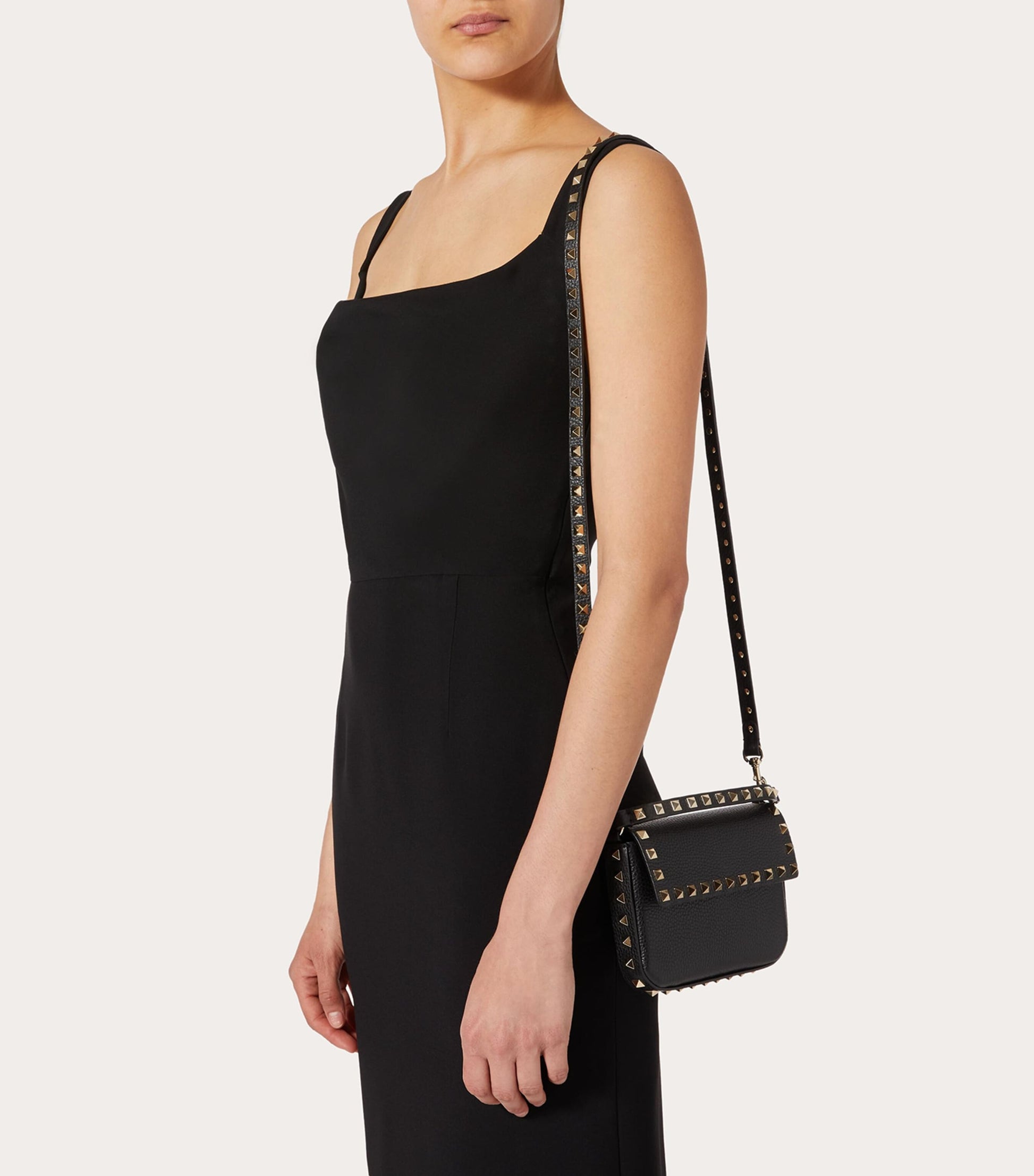 Valentino Garavani Black Leather Rockstud Cross-Body Pouch